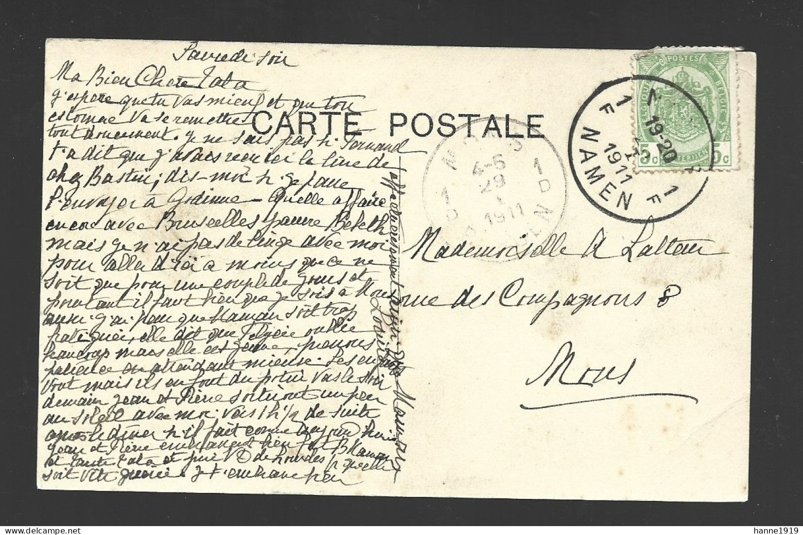 Houyet Le Chateau Royal D' Ardenne Cachet 1911 Namen Htje - Houyet