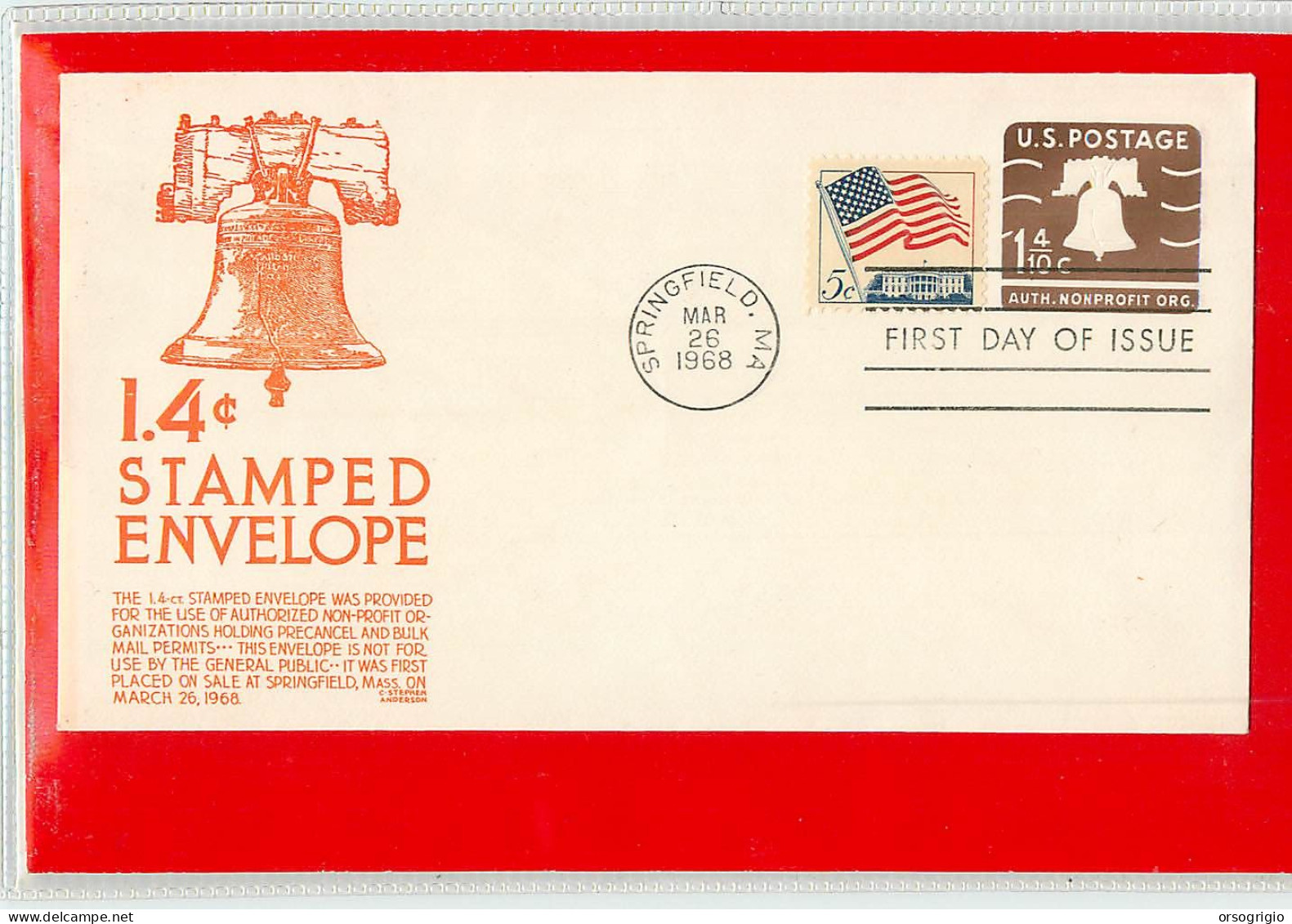 USA - EMBOSSED STAMPED ENVELOPE - FDC 1968 1.4c. - 1961-80