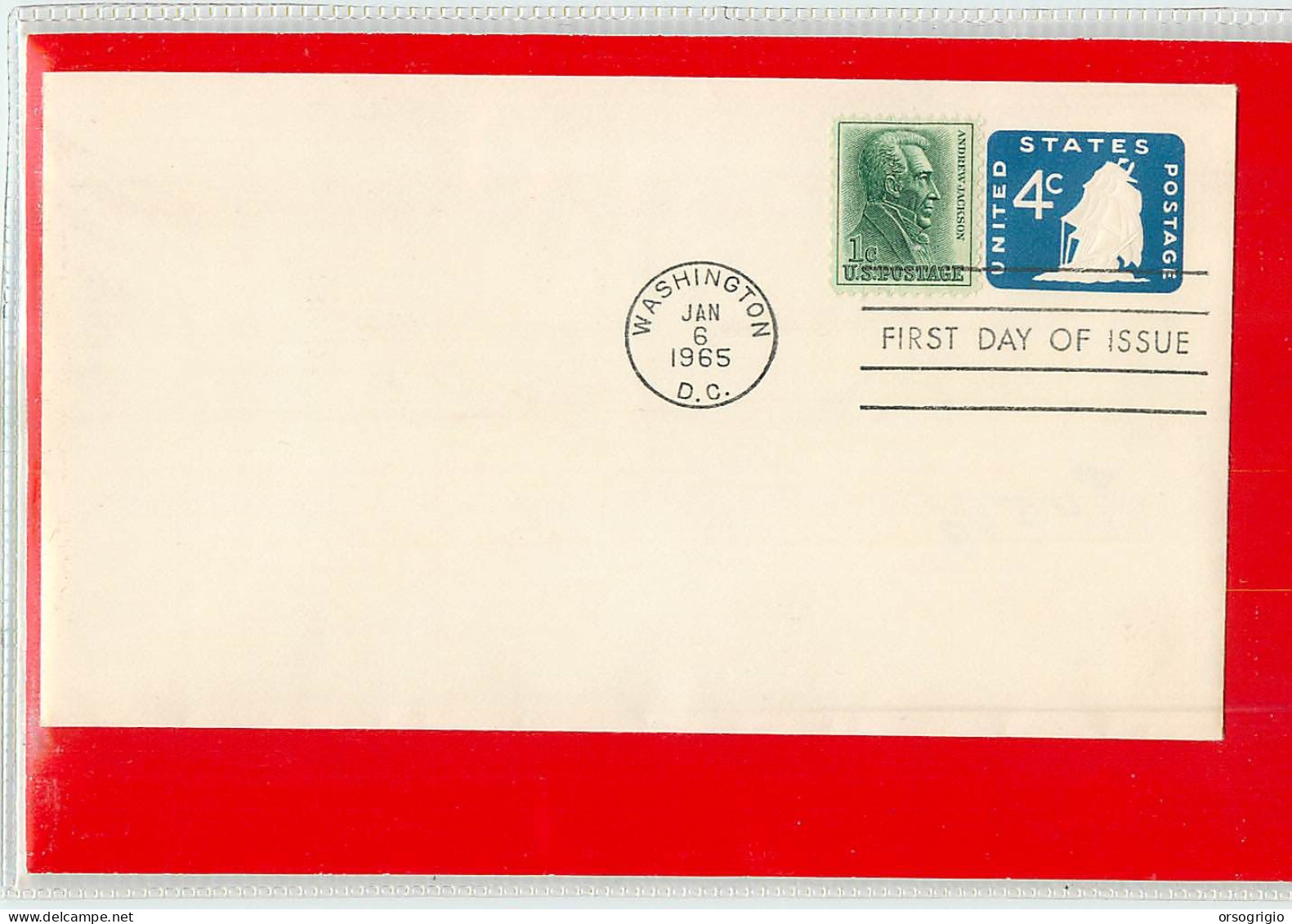 USA - EMBOSSED STAMPED ENVELOPE - FDC 1965  4c. - 1961-80