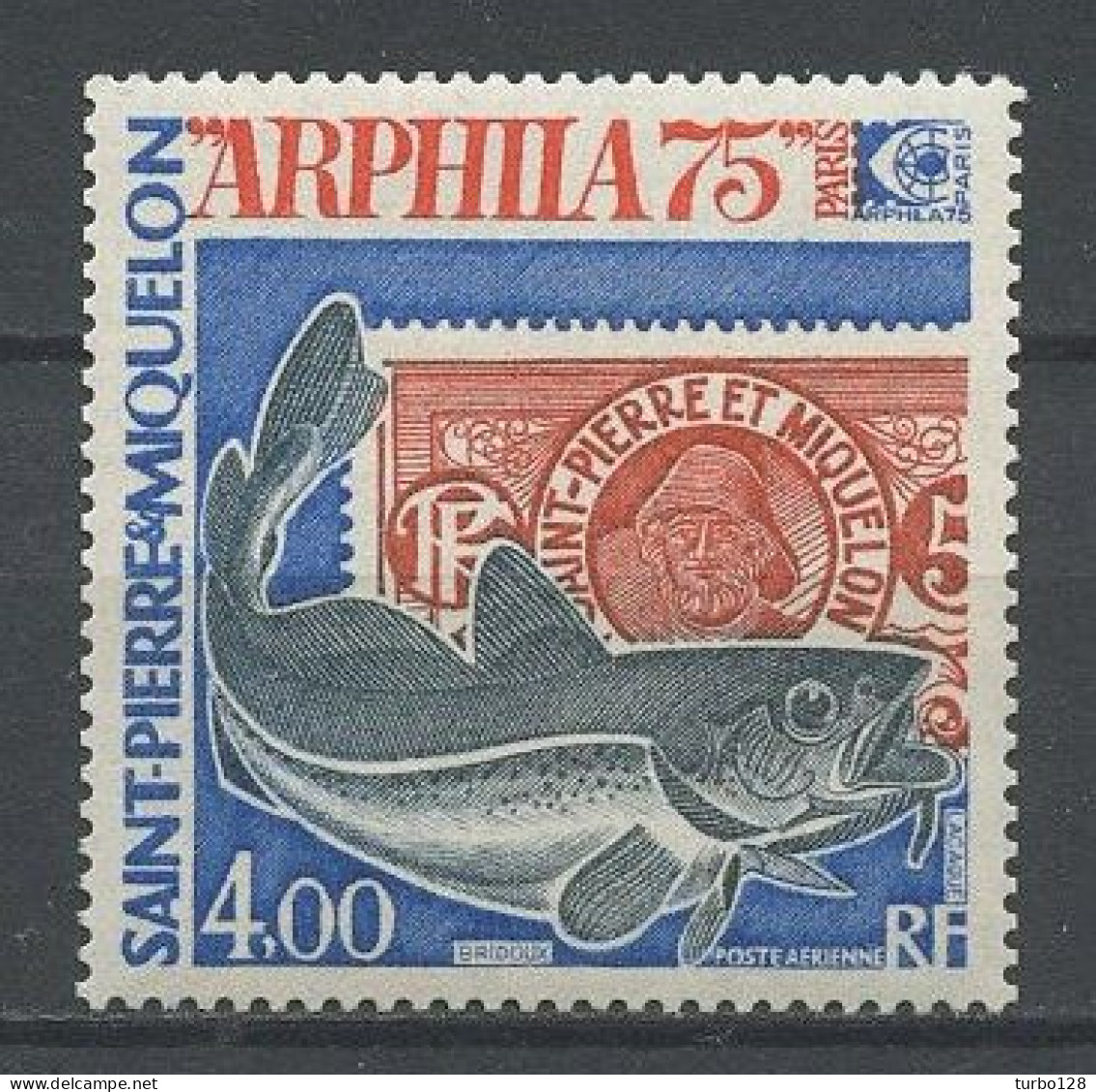 SPM MIQUELON 1975 PA N° 60 ** Neuf MNH Superbe C 25,20 € ARPHILA 75 Poissons Fishes Animaux Exposition Philatélique - Unused Stamps