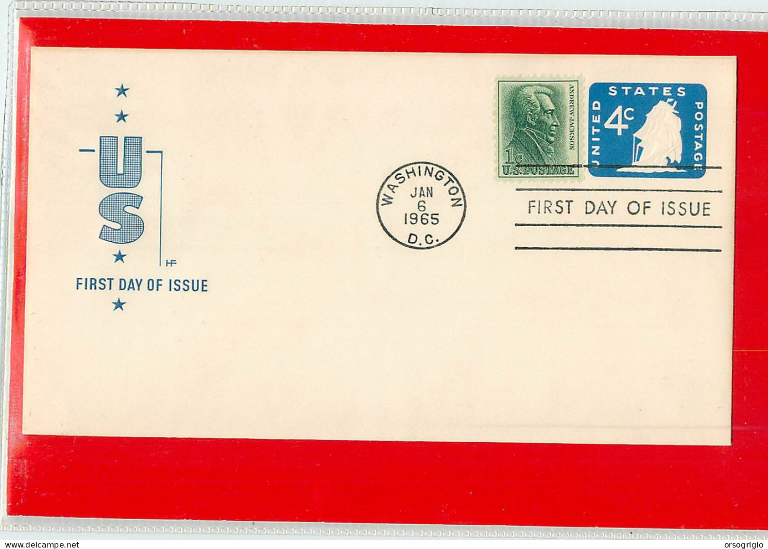 USA - EMBOSSED STAMPED ENVELOPE - FDC 1965  4c. - 1961-80