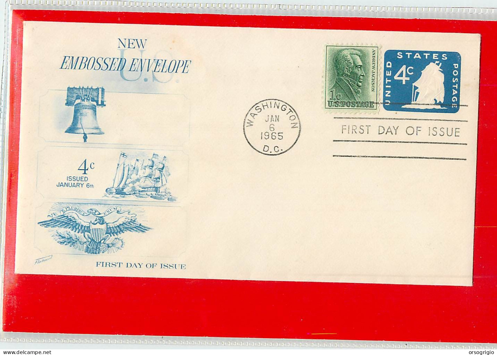 USA - EMBOSSED STAMPED ENVELOPE - FDC 1965  4c. - 1961-80