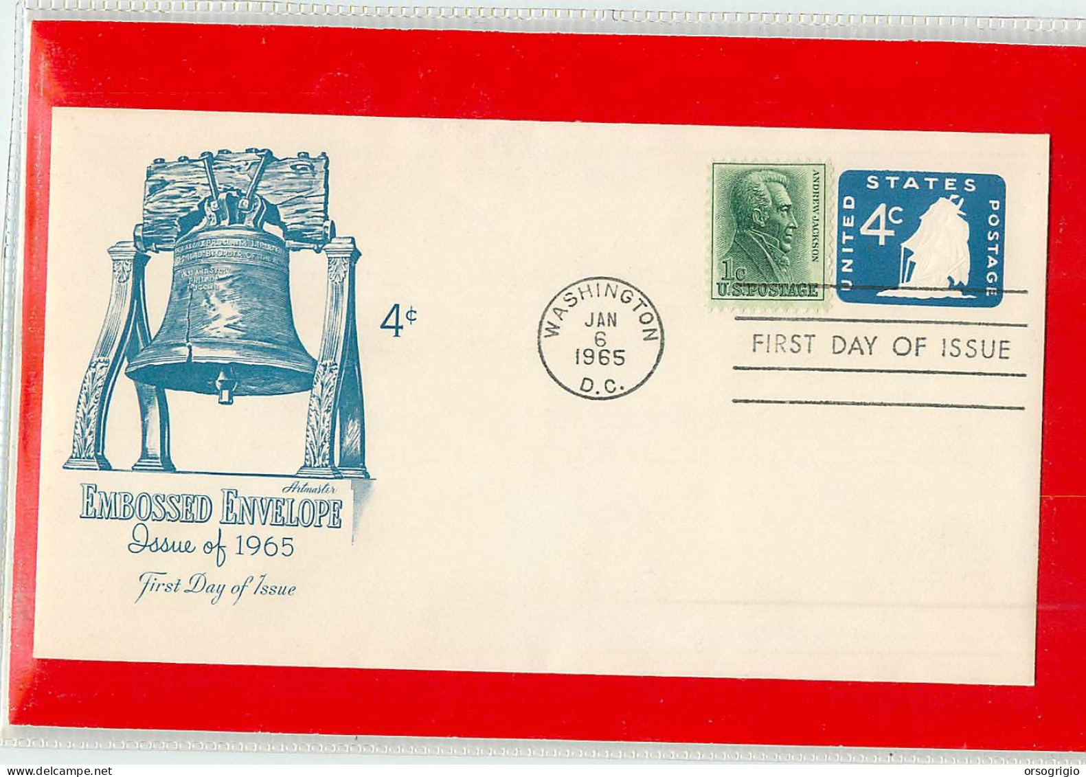 USA - EMBOSSED STAMPED ENVELOPE - FDC 1965  4c. - 1961-80