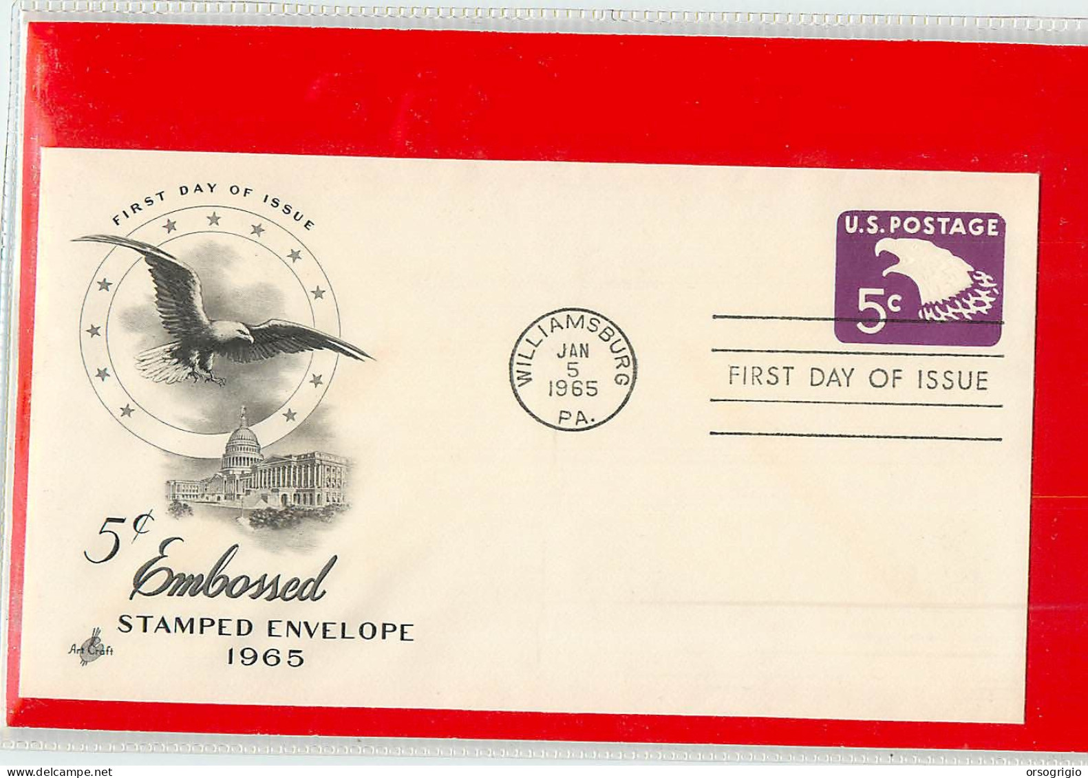 USA - EMBOSSED STAMPED ENVELOPE - FDC 1965  5c. - 1961-80