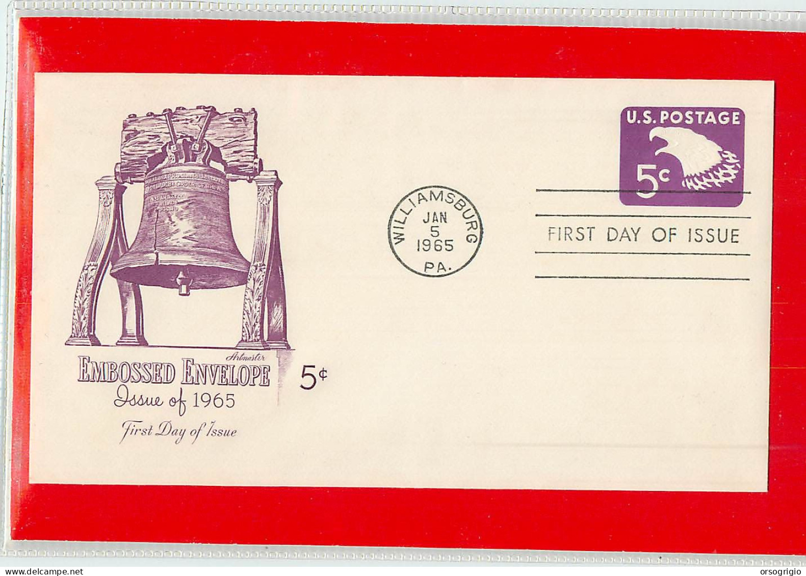 USA - EMBOSSED STAMPED ENVELOPE - FDC 1965  5c. - 1961-80