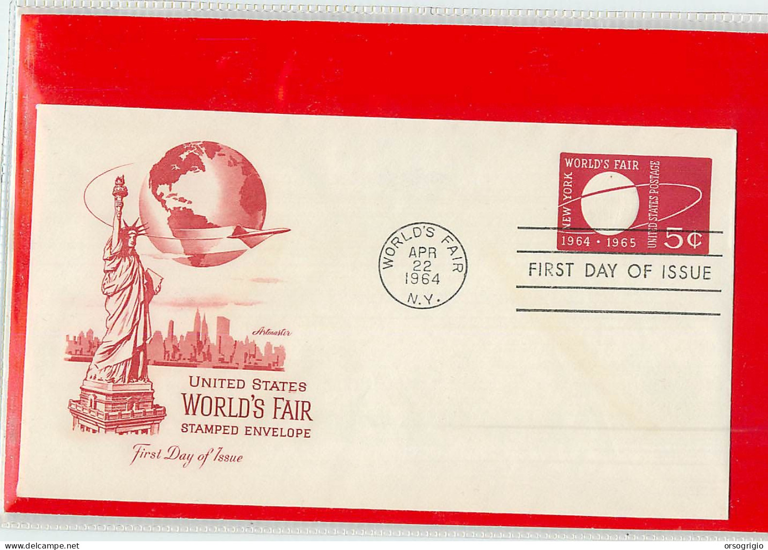 USA - EMBOSSED STAMPED ENVELOPE - FDC 1964  5c. - 1961-80