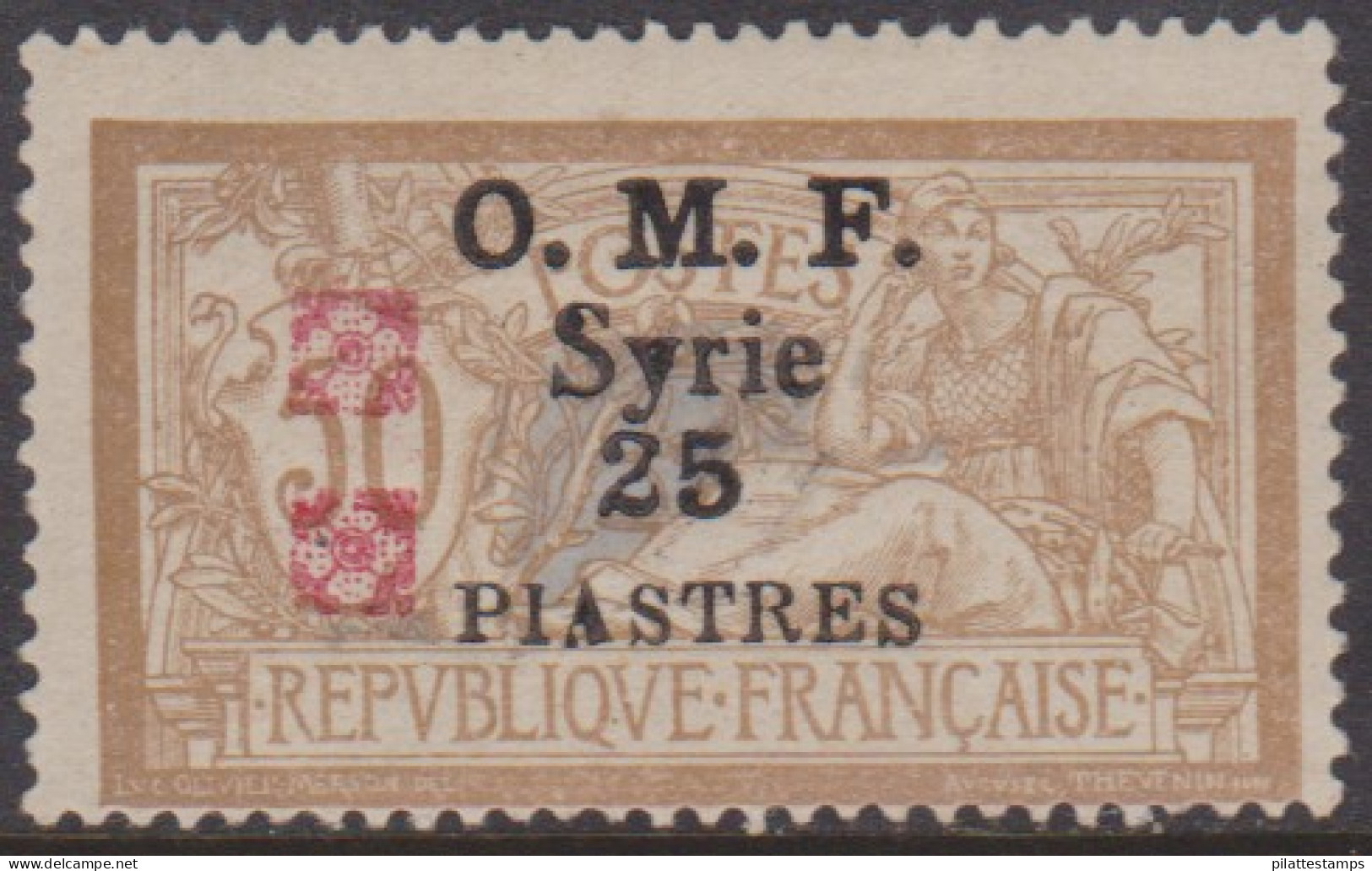 Syrie  54C* Variété Double Fleuron Rouge - Autres & Non Classés