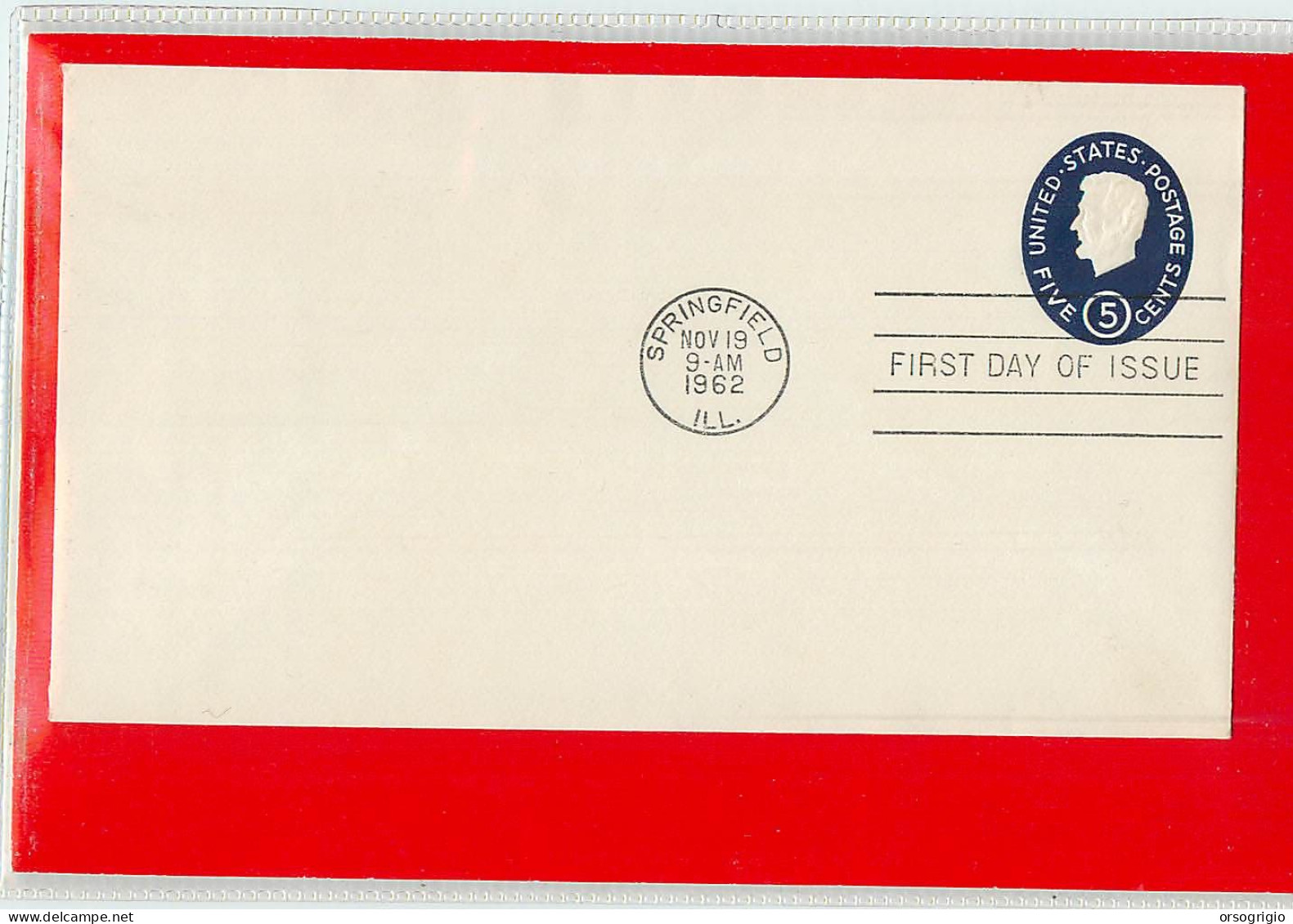 USA - EMBOSSED STAMPED ENVELOPE - FDC 1962  5c. - 1961-80