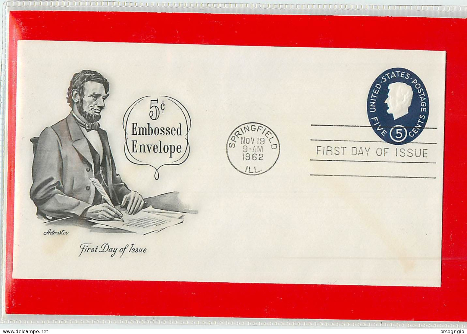 USA - EMBOSSED STAMPED ENVELOPE - FDC 1962  5c. - 1961-80