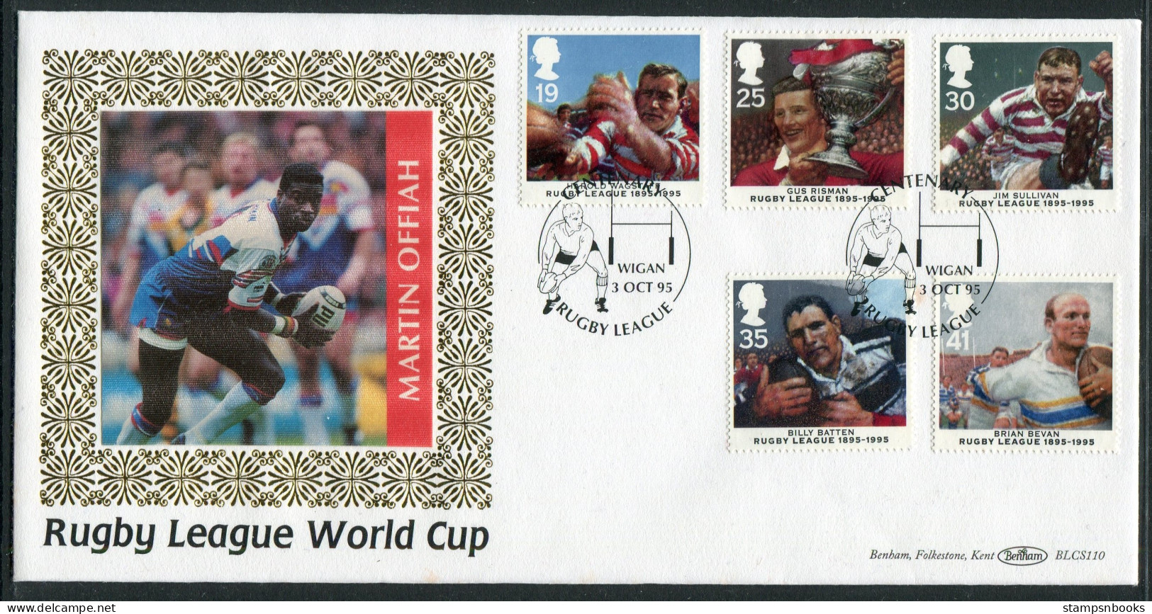 1995 GB Rugby League World Cup, Martin Offiah First Day Cover, Wigan Benham BLCS 110 FDC - 1991-2000 Decimal Issues