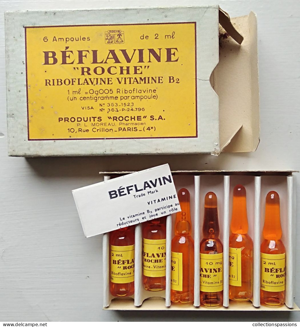 - Ancienne Boite De 6 Ampoules. Béflavine "Roche" - Objet Ancien De Collection - Pharmacie - - Medical & Dental Equipment