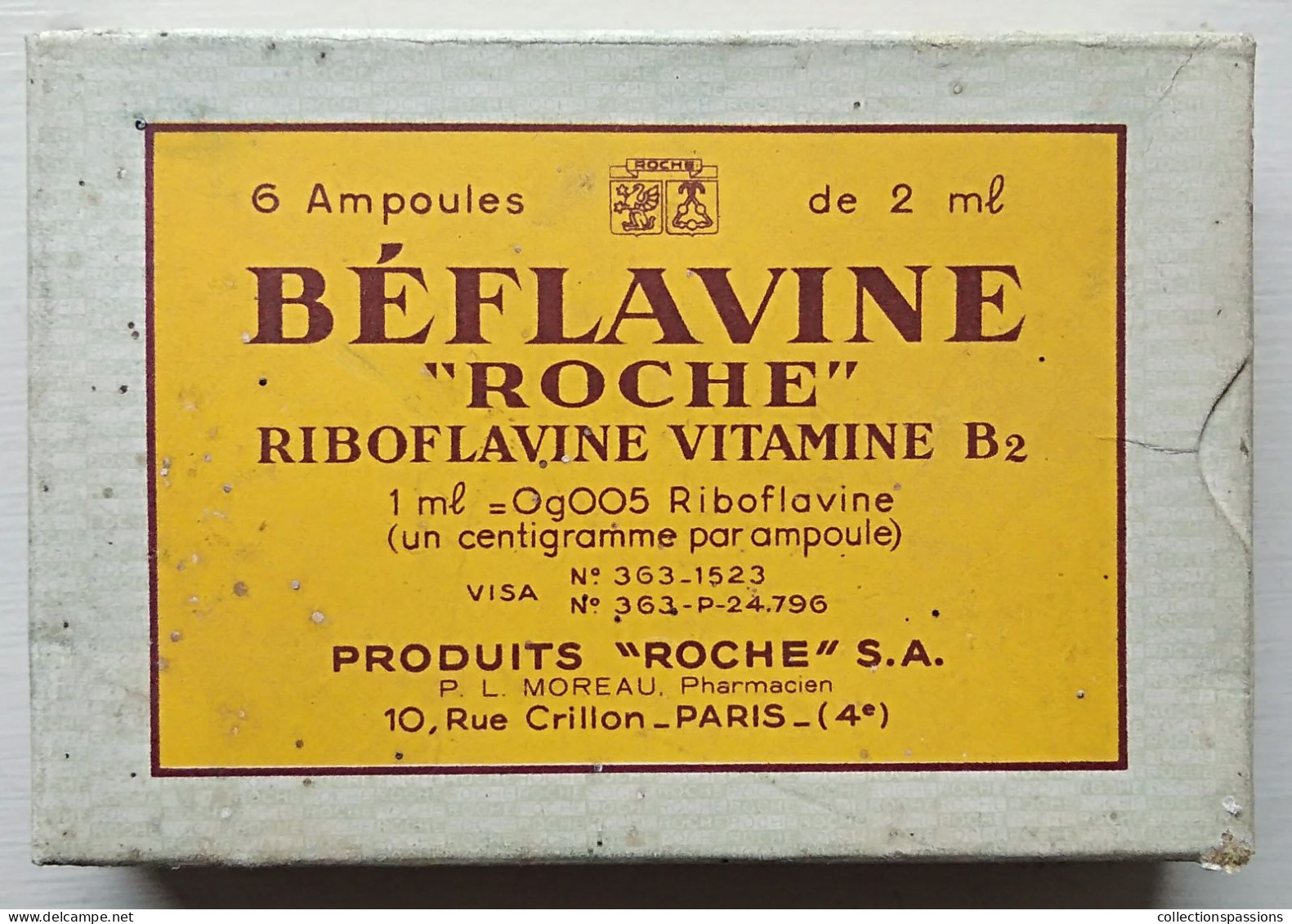 - Ancienne Boite De 6 Ampoules. Béflavine "Roche" - Objet Ancien De Collection - Pharmacie - - Medisch En Tandheelkundig Materiaal