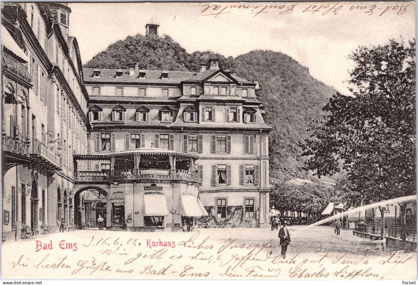 Bad Ems , Kurhaus (Stempel: Ems , 1902 Nach Schweden) - Bad Ems