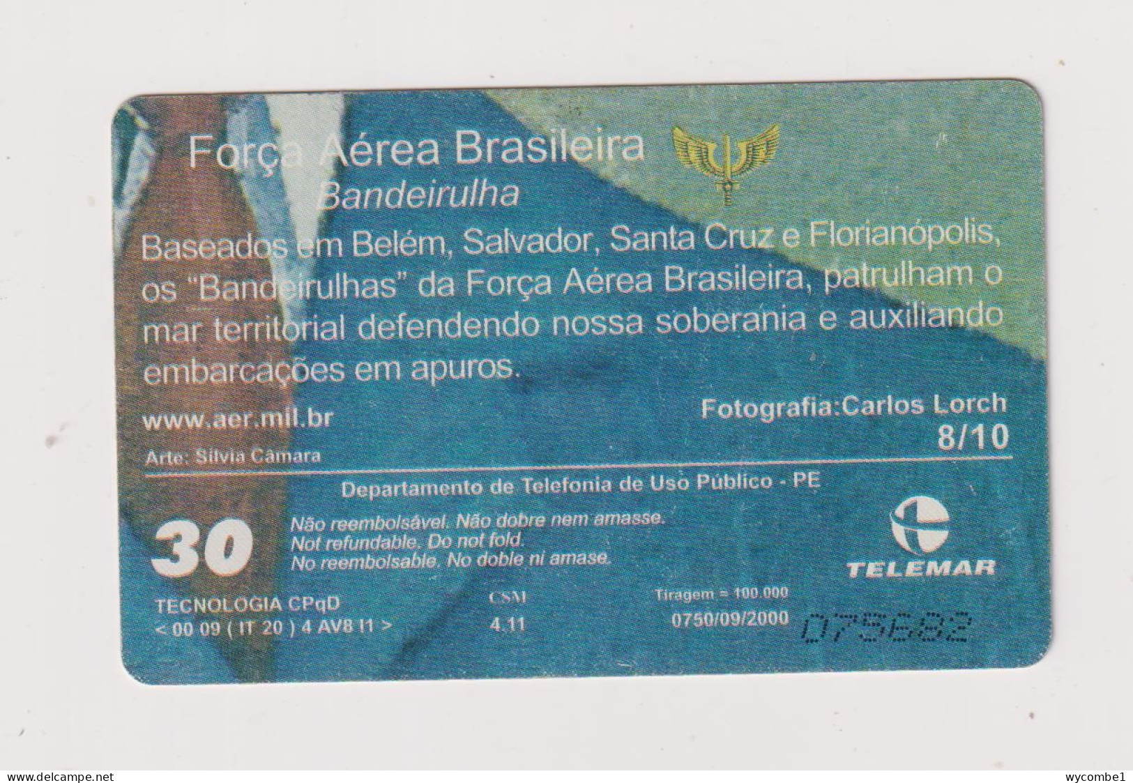 BRASIL - Air Force Aircraft Inductive  Phonecard - Brazil