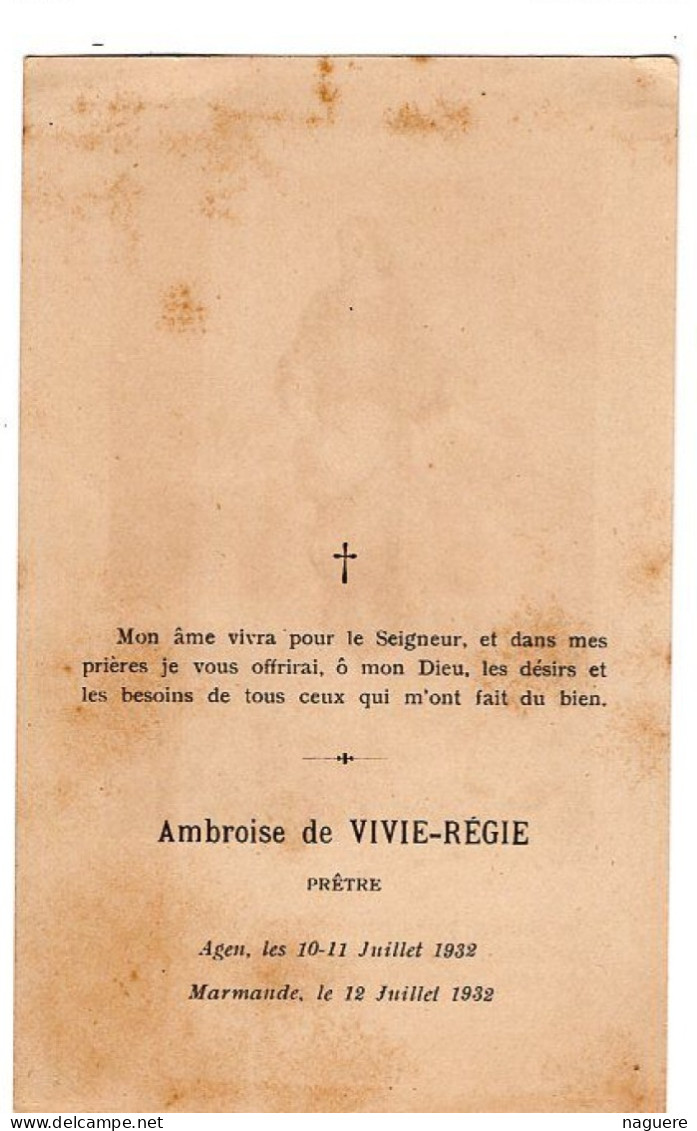 LE SEMEUR  AMBROISE DE VIVIER REGIE  -  IMAGE RELIGIEUSE AGEN  MARMANDE 1932 - Comunioni