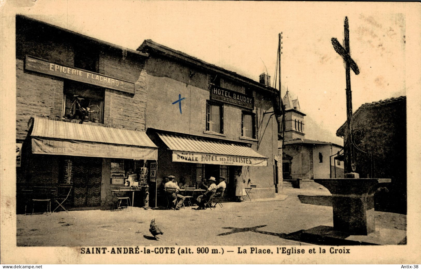 N40 - 69 - SAINT-ANDRÉ-LA-COTE - Rhône - La Place, L'Église Et La Croix - Other & Unclassified