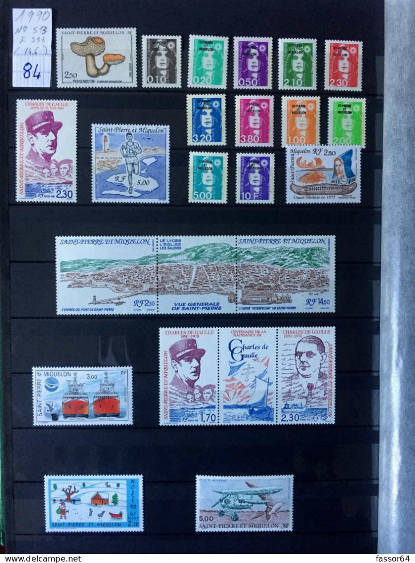 Saint Pierre Et Miquelon Lot 84 Neuf 1989/1996 Complet Valeur Faciale 98 Euros - Otros & Sin Clasificación