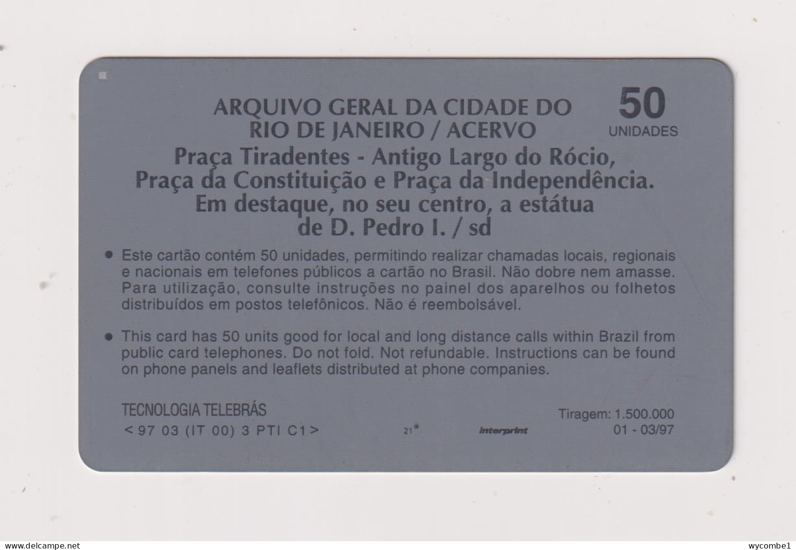 BRASIL - Rio De Janeiro Inductive  Phonecard - Brazil