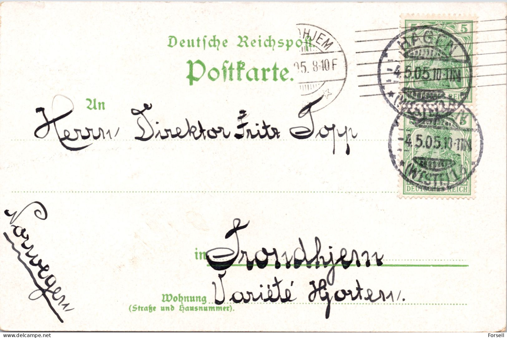 Westfalen-Gruss , Hagen (Stempel: Hagen 1905 , Nach Norwegen) - Hagen