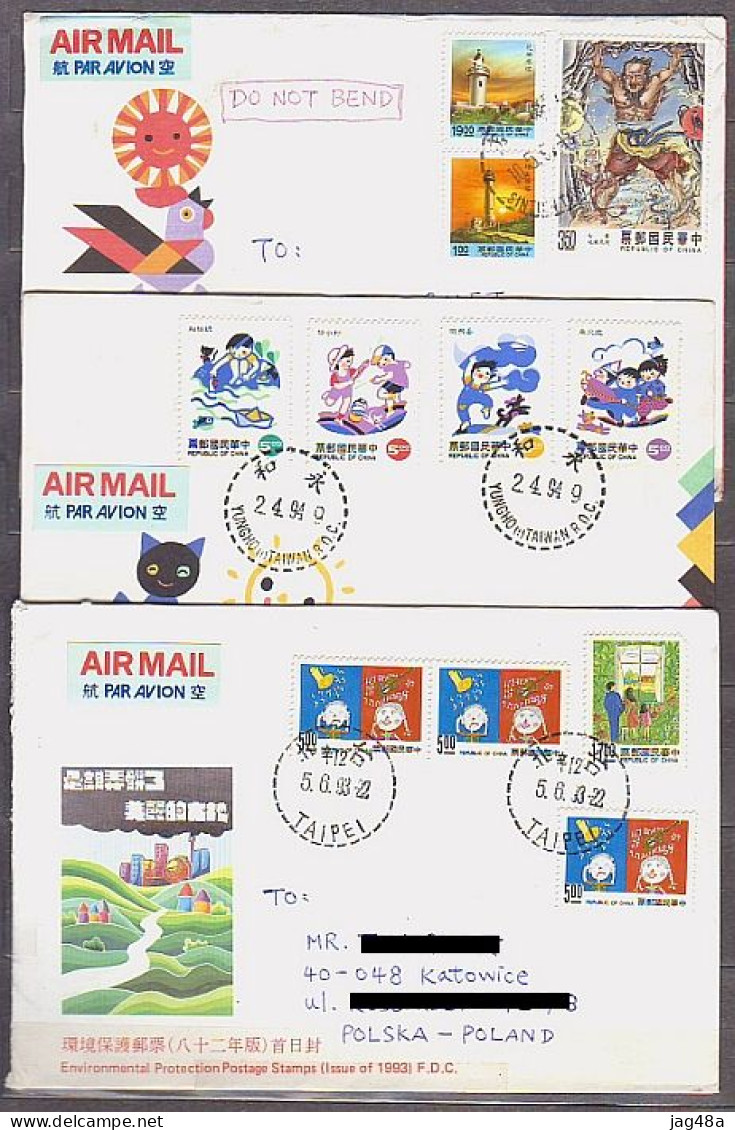 TAIWAN. 1993-94/Taiwan, Three Cachet Envelopes/mixed-franking. - Storia Postale