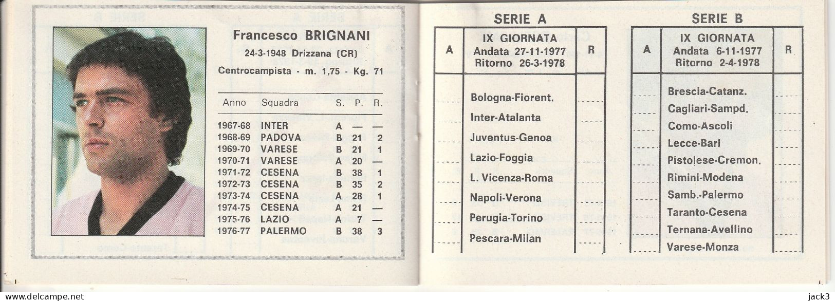 CALENDARIETTO - STAGIONE SPORTIVA 1977/78 - PALERMO