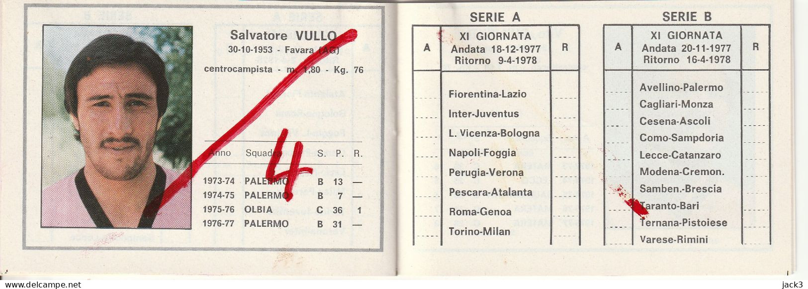 CALENDARIETTO - STAGIONE SPORTIVA 1977/78 - PALERMO