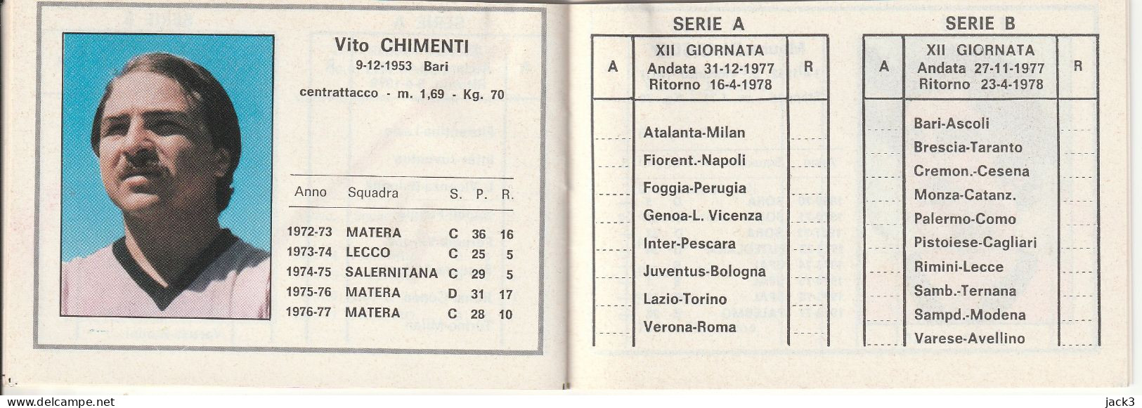 CALENDARIETTO - STAGIONE SPORTIVA 1977/78 - PALERMO