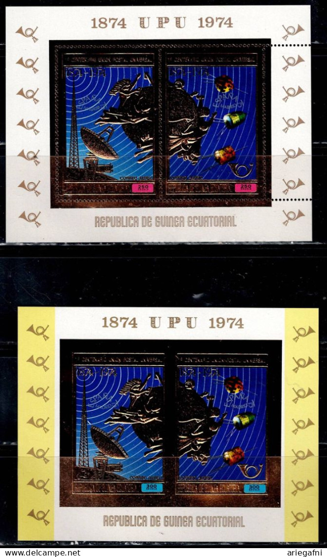 EQUATORIAL GUINEA 1974 UPU SET OF 2 BLOCKS GOLD MNH VF!! - UPU (Union Postale Universelle)