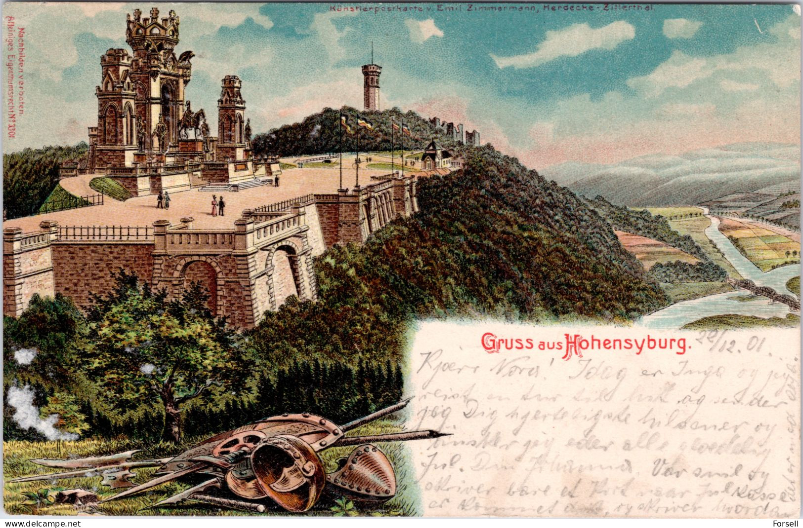 Gruss Aus Hohensyburg (Bahnpost Stempel: Cöln-.....esheim, 1901, Nach Norwegen) - Dortmund