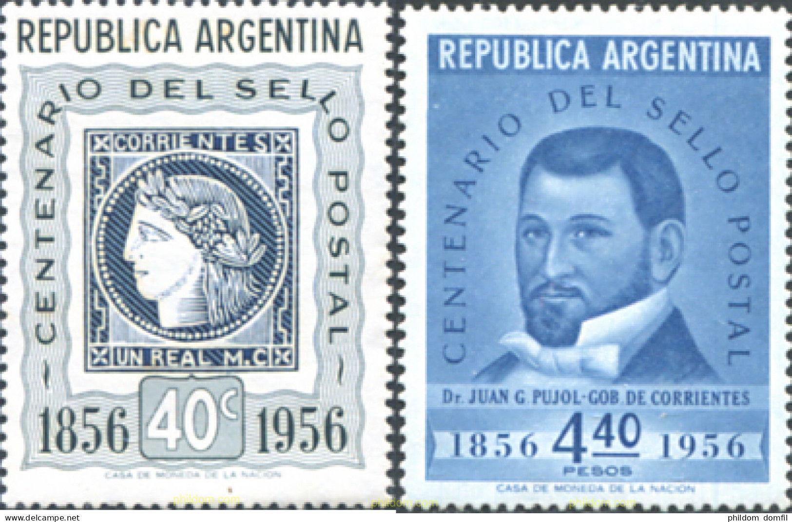 725908 MNH ARGENTINA 1956 100 ANIVERSARIO DEL PRIMER SELLO ARGENTINO - Ungebraucht