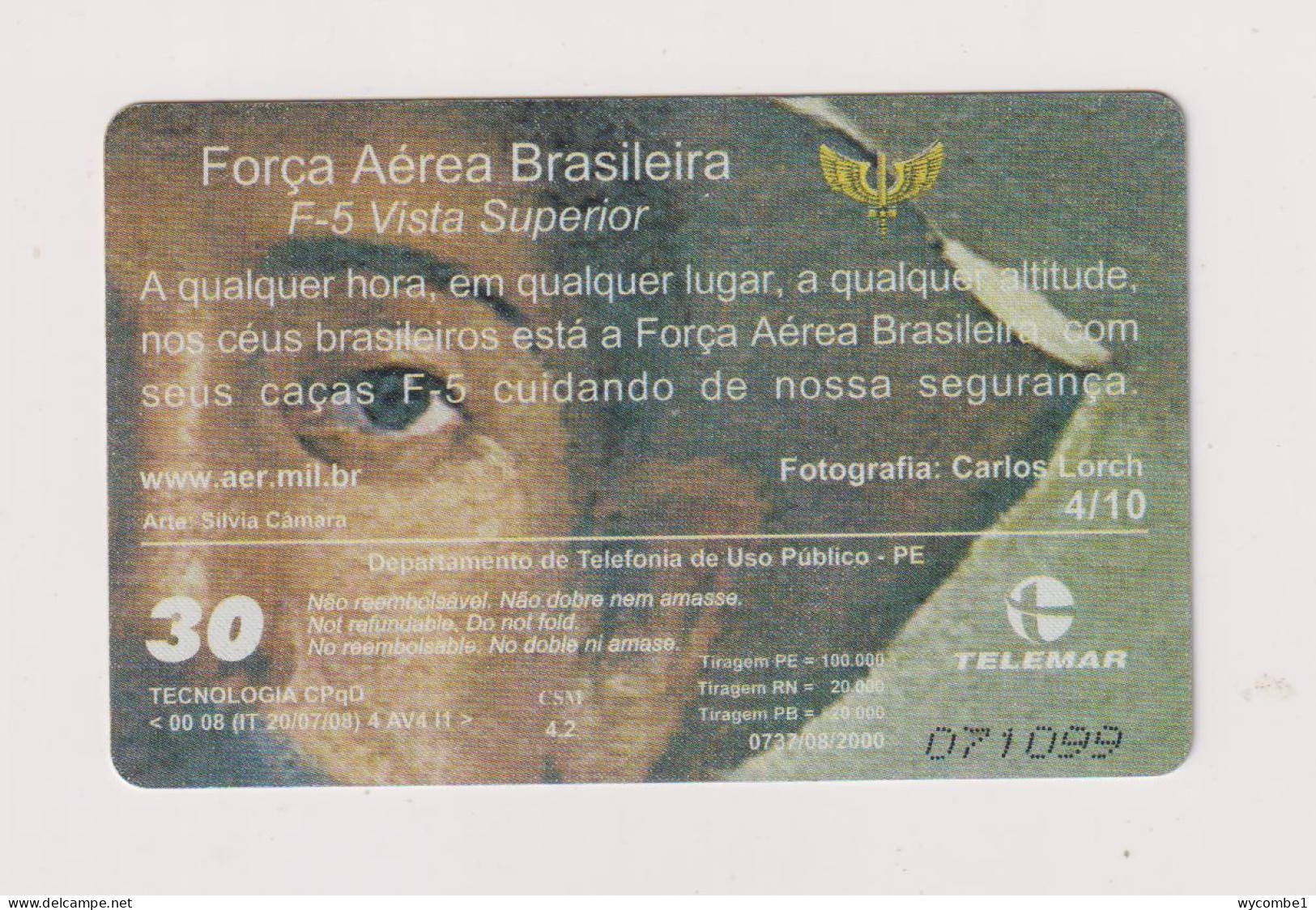 BRASIL - Air Force Aircraft Inductive  Phonecard - Brazil