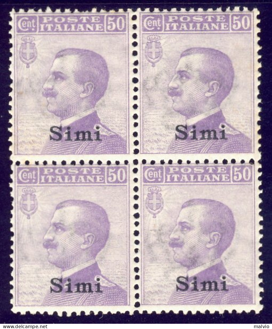 1912-Simi (MNH=**) Quartina 50c. Michetti Cat.Sassone Euro 15 - Ägäis (Simi)