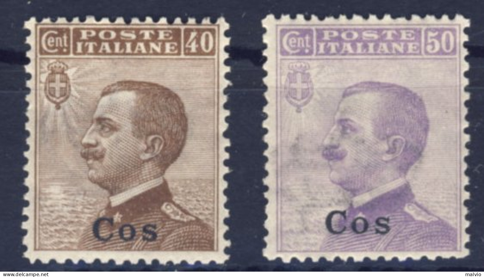 1912-Cos (MNH=**) 40c.+50c. Effige Vittorio Emanuele, Ottima Centratura Catalogo - Egée (Coo)