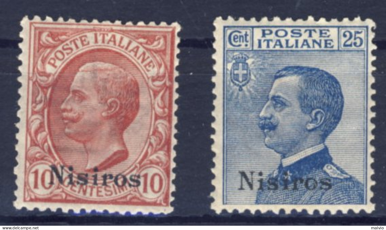 1912-Nisiro (MNH=**) 10c.+25c. Effige Vittorio Emanuele Cat.Sassone Eruo 15 - Egée (Nisiro)