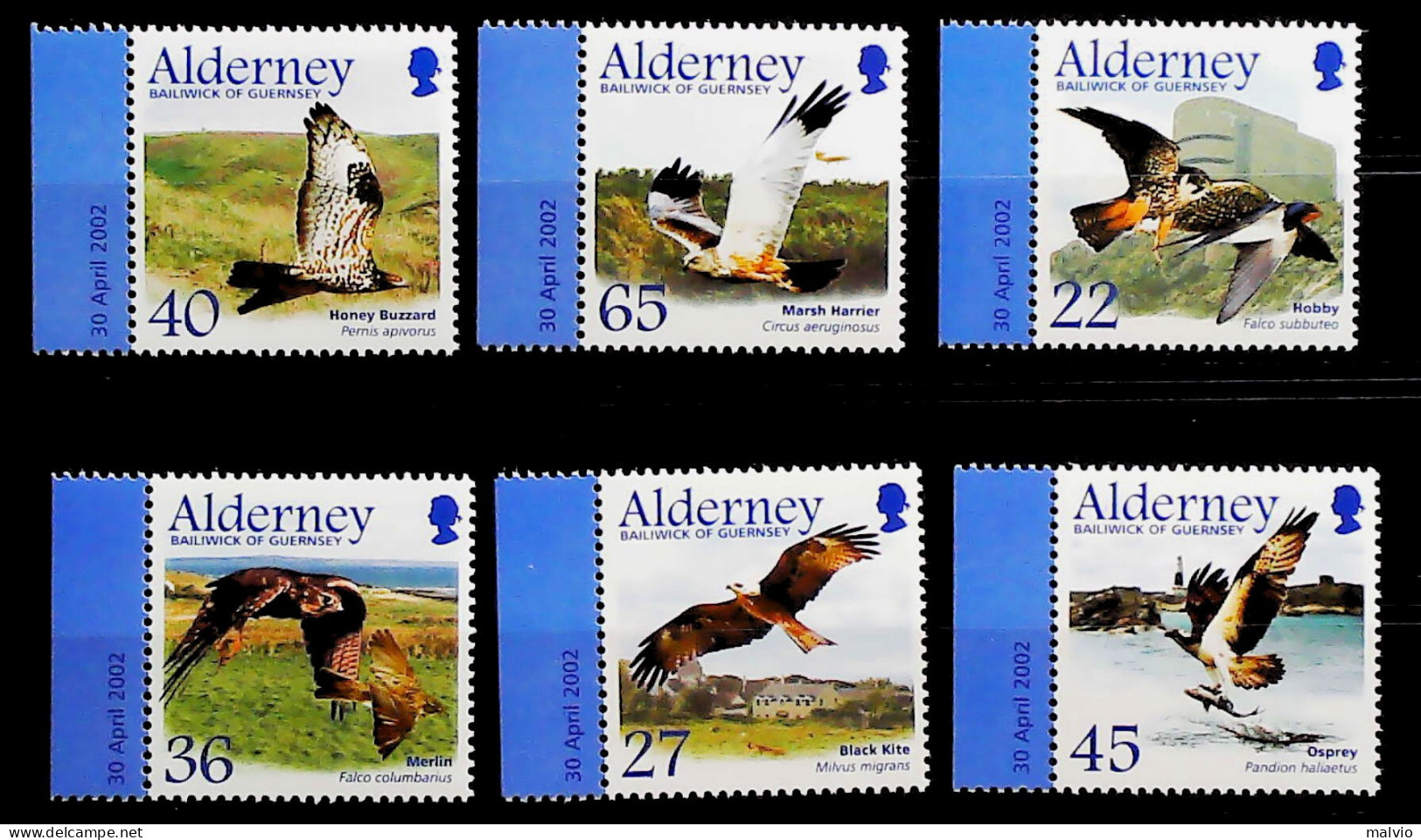 2002-Alderney (MNH=**) Serie 6 Valori Uccelli - Alderney