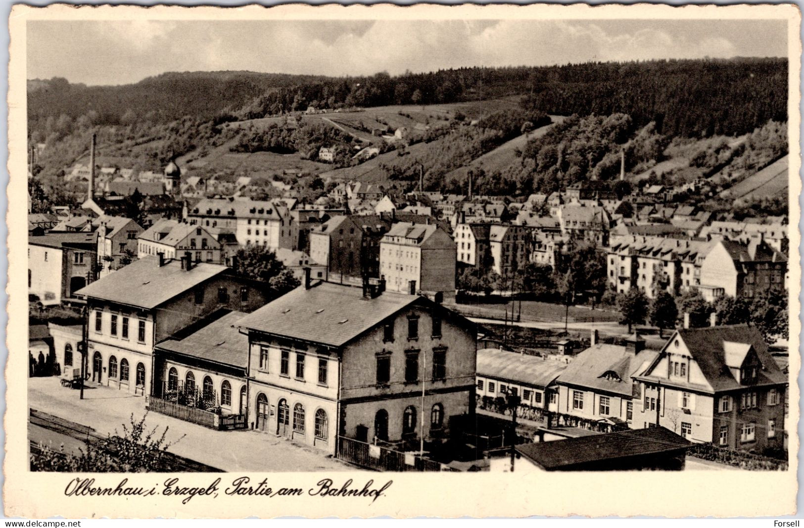 Olbernhau I. Erzgebirge , Partie Am Bahnhof (Stempel: Olbernhau 1934) - Olbernhau