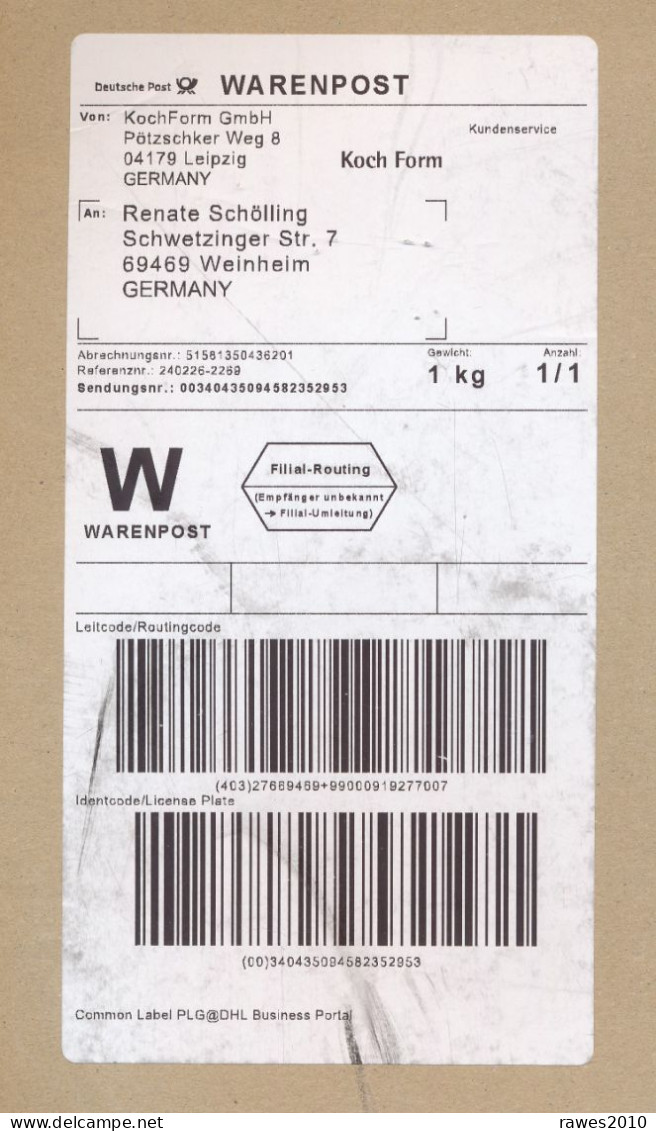 BRD / Bund Leipzig 2024 DP Label W Warenpost KochForm GmbH - Covers & Documents