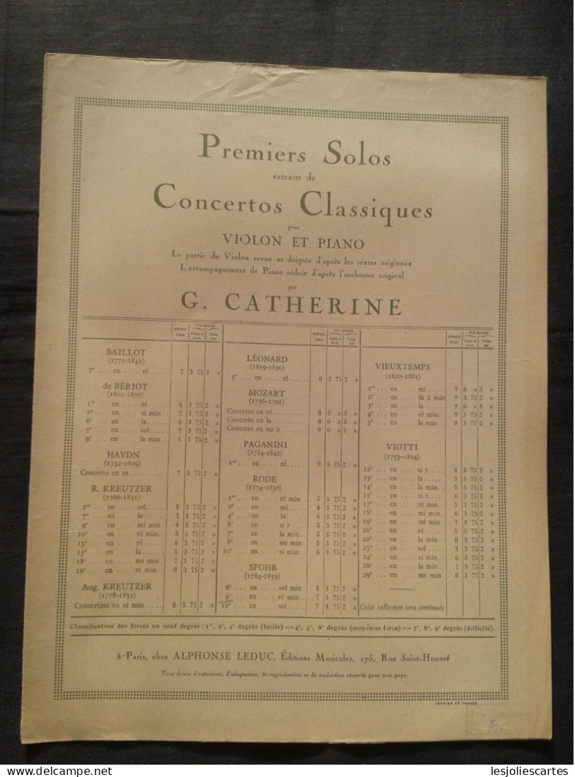 SPOHR 9EME CONCERTO POUR VIOLON ET PIANO PARTITION EDITION LEDUC - Instrumentos Di Arco Y Cuerda