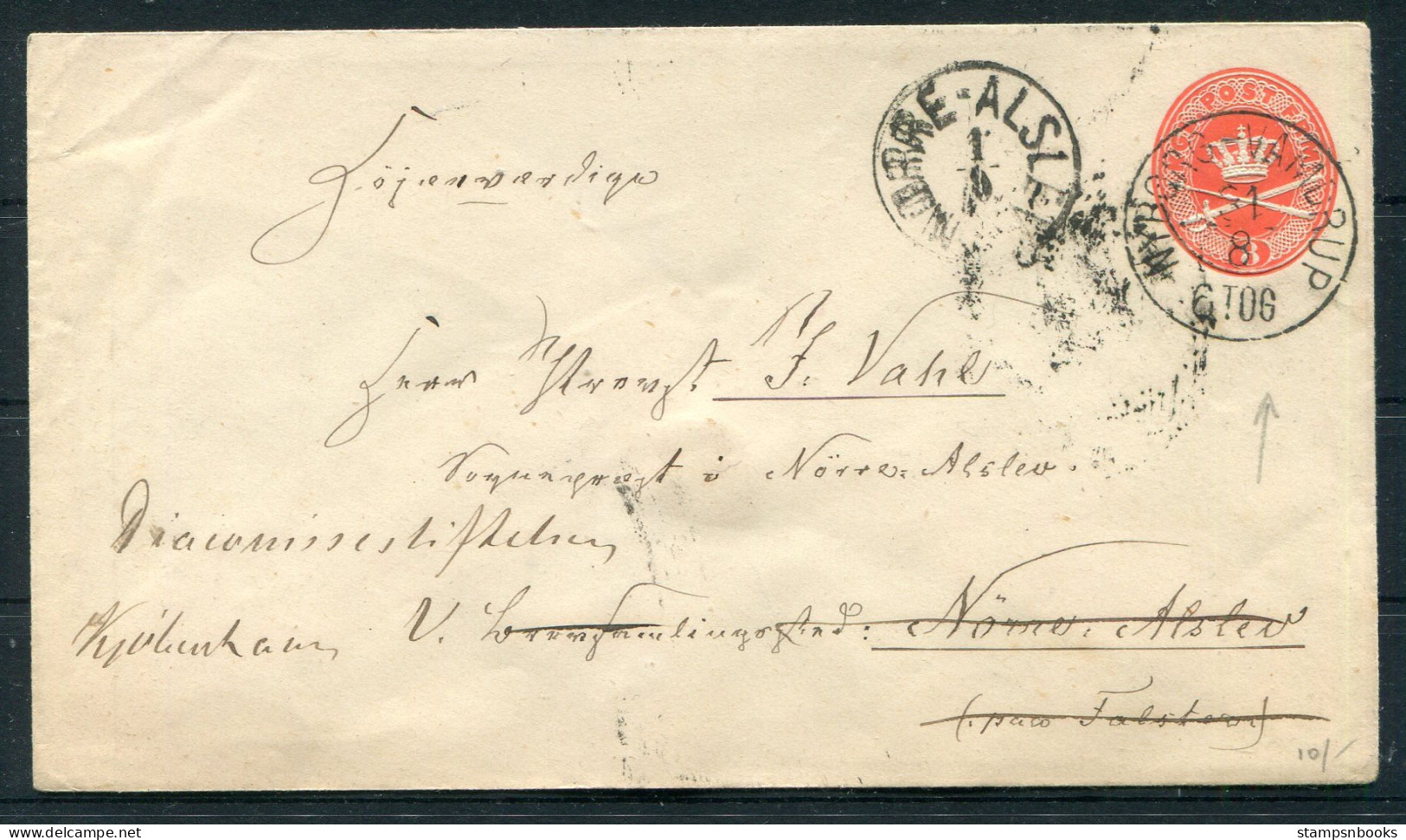 Denmark 8ore Stationery Cover NYBORG - VAMDRUP 6 TOG Railway - Norre Aslev - Lettres & Documents