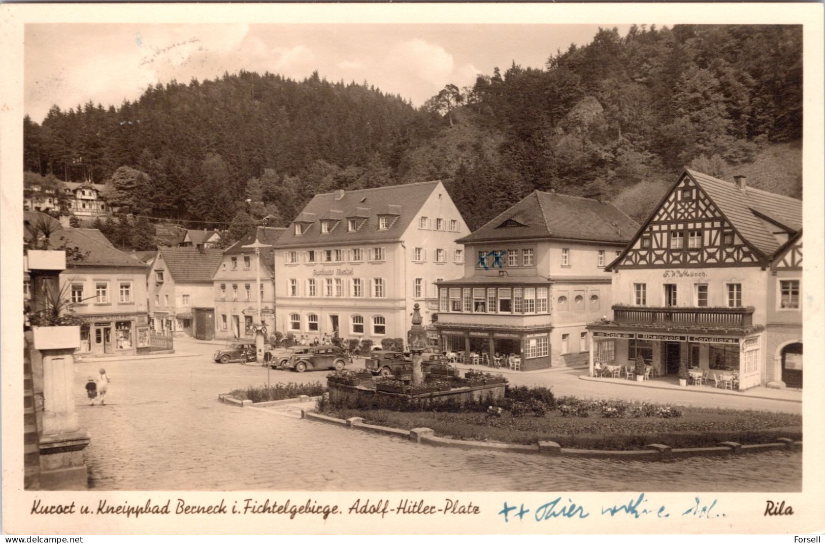 Kurort Und Kneippbad Berneck I. Fichtelgebirge , Adolf Hitler Platz (Stempel: Berneck , 1944) - Bayreuth