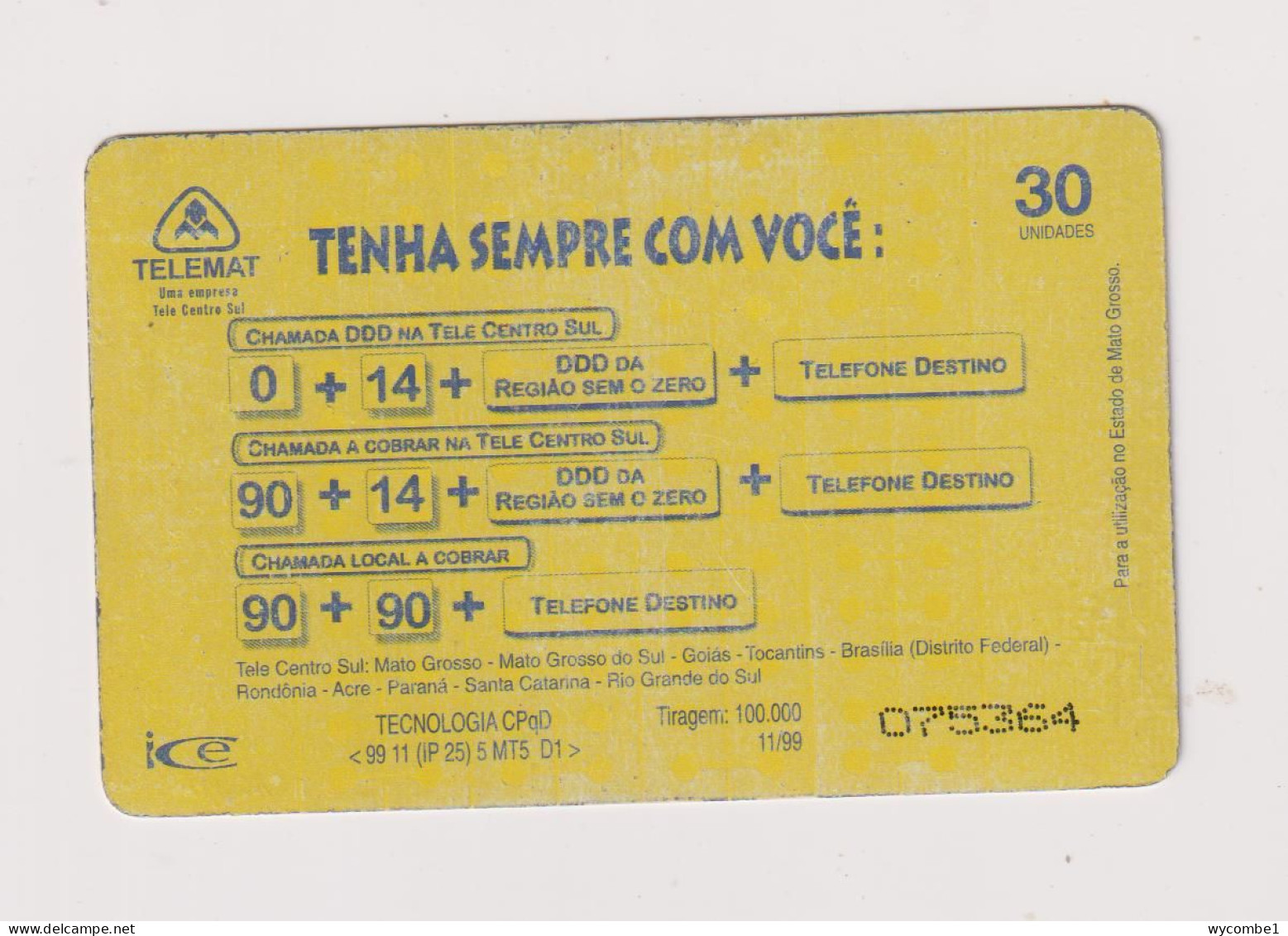 BRASIL - Telemat Inductive  Phonecard - Brazil