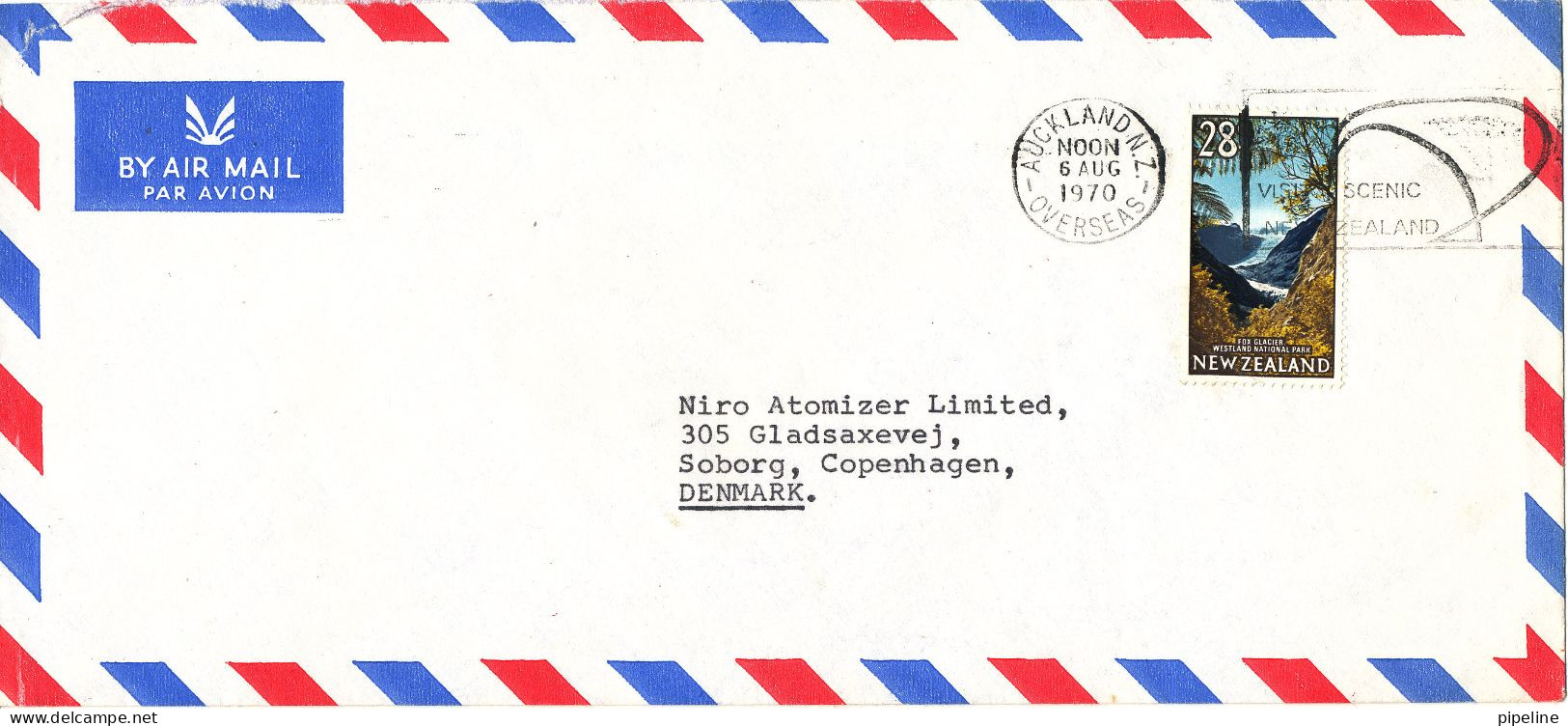 New Zealand Air Mail Cover Sent To Denmark 6-8-1970 Single Franked - Poste Aérienne