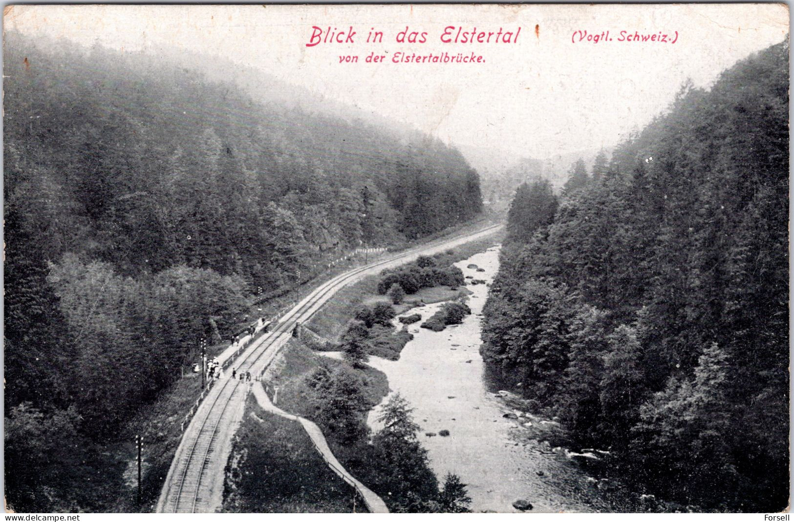 Blick In Das Elstertal Von Der Elstertalbrücke (mit Bahn Und Haltestelle) (Bahnpost Stempel: Leipzig-Hof 1916) - Plauen