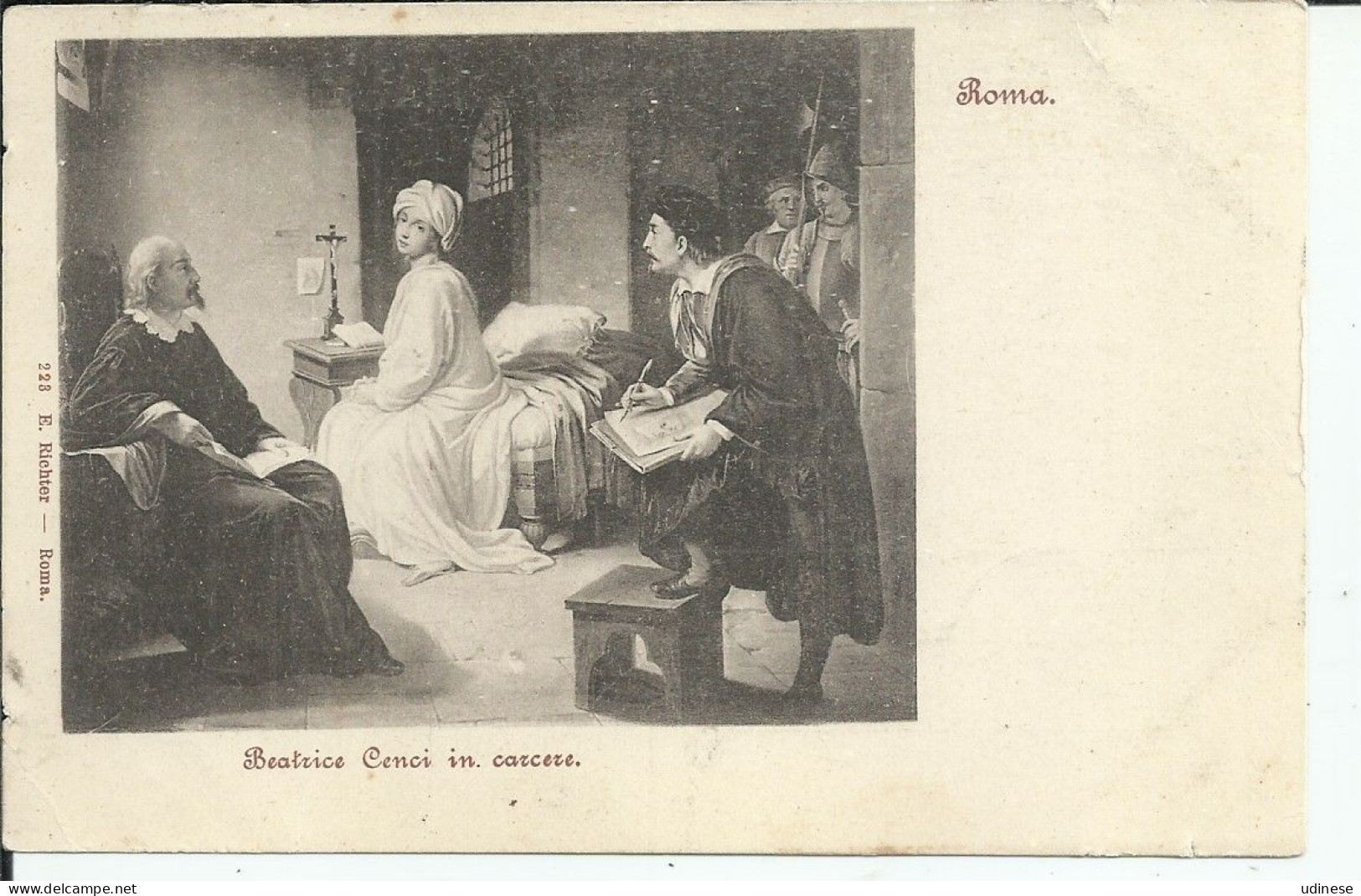 CARTOLINA POSTALE ITALIANA 1900 Ca. - BEATRICE CENCI IN CARCERE, DIPINTO DI ACHILLE LEONARDI - Bagne & Bagnards