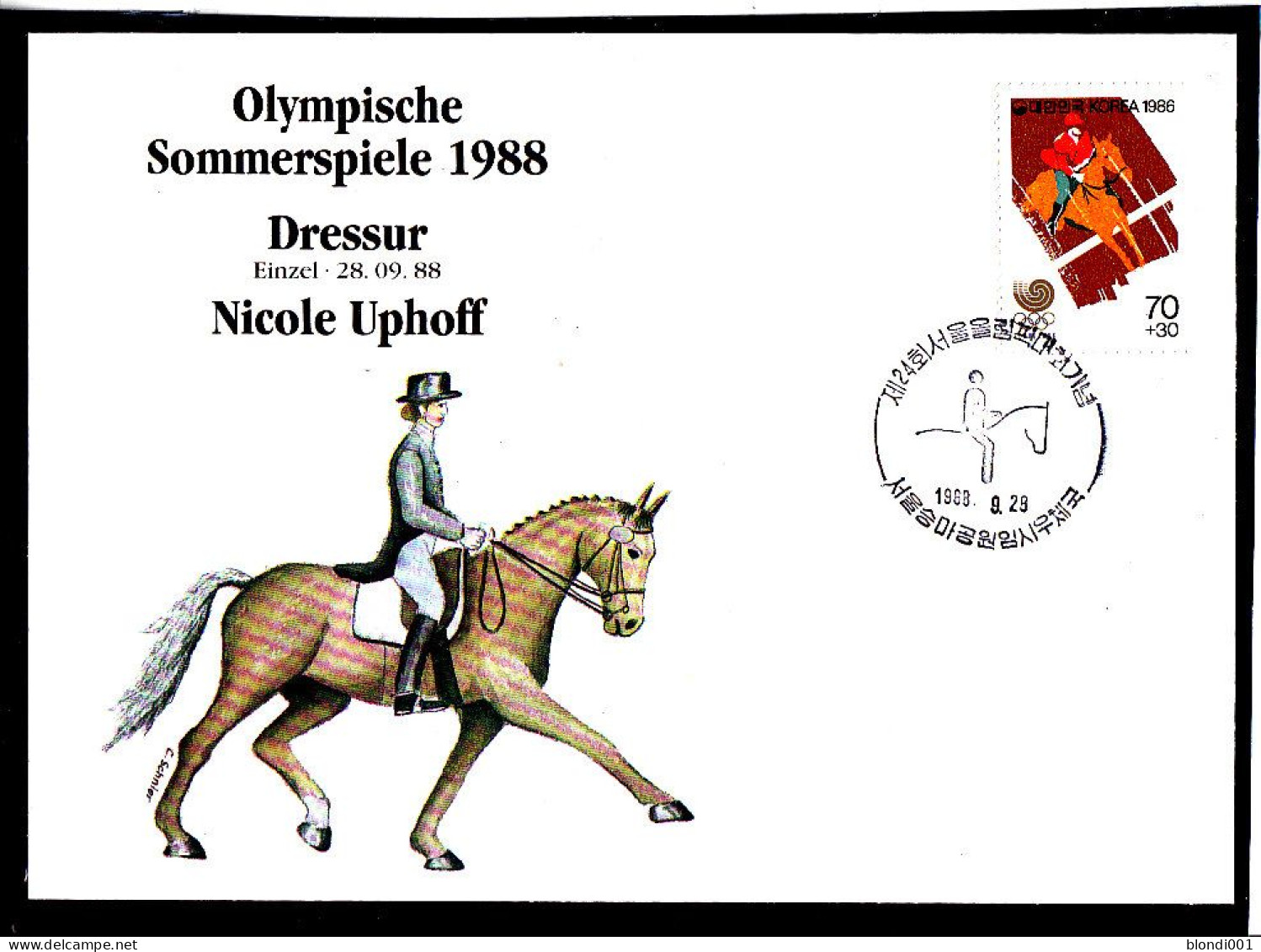 Olympics 1988 - Equestrian - Uphof - SOUTH KOREA - FDC Cover - Estate 1988: Seul