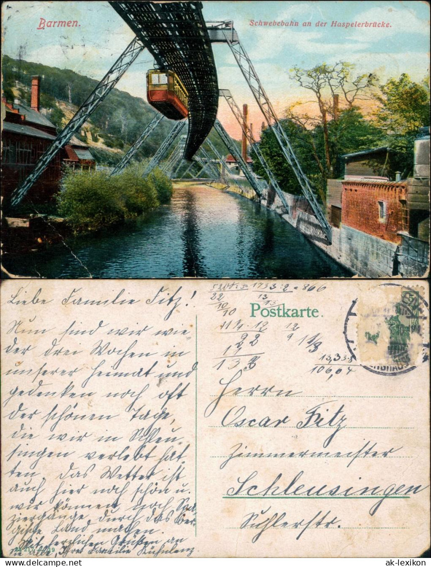 Ansichtskarte Wuppertal Schwebebahn An Der Haspelerbrücke 1915  - Wuppertal