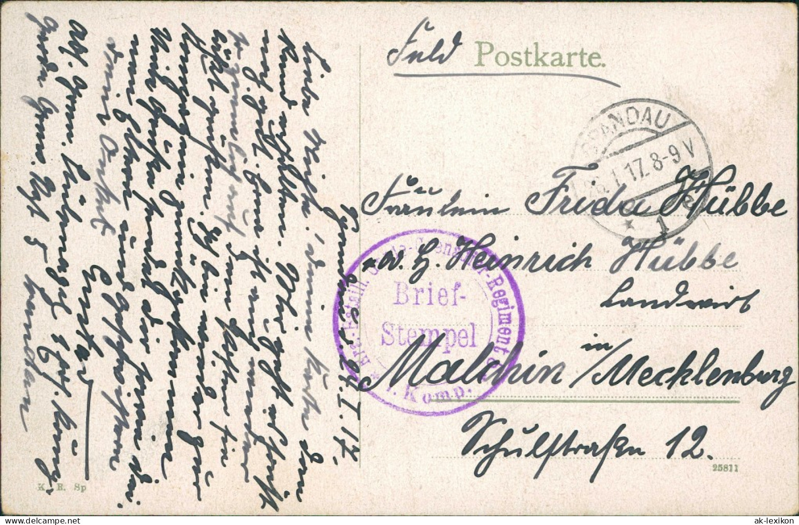 Ansichtskarte Spandau-Berlin Dampfer Am Lindenufer 1917  - Spandau