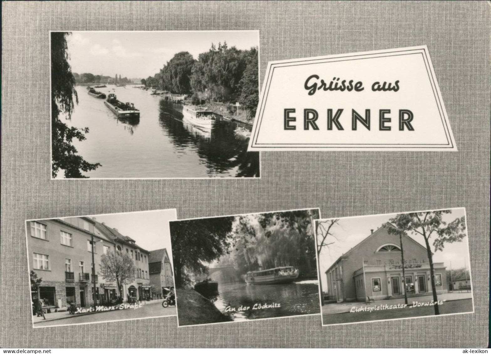 Erkner Fahrgastschiff, Karl-Marx-Straße, Löcknitzpartie, Lichtspieltheater 1966 - Erkner