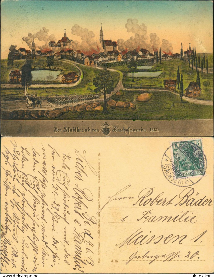 Ansichtskarte Bischofswerda Stadtbrand - Stadt 1818  - Bischofswerda