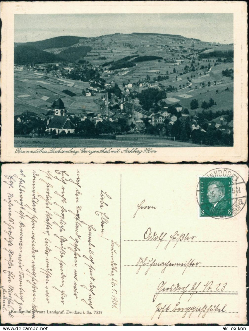 Ansichtskarte Brunndöbra-Klingenthal Stadt, Fabriken - Aschberg 1931  - Klingenthal